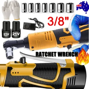 21V 3/8'' 100N.m Electric Right Angle Ratchet Wrench Charger  2 Battery