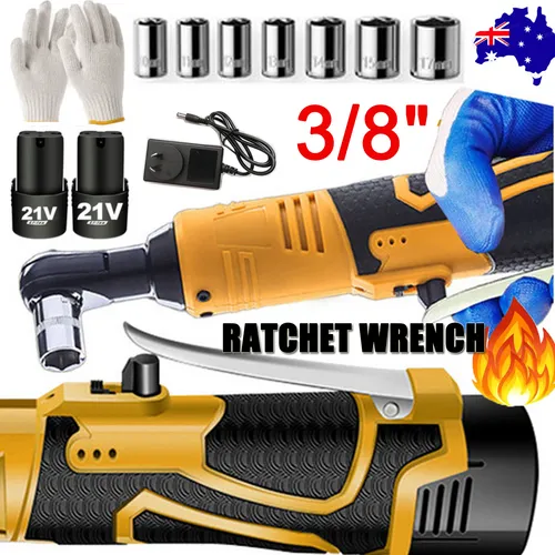 21V 3/8'' 100N.m Electric Right Angle Ratchet Wrench Charger  2 Battery