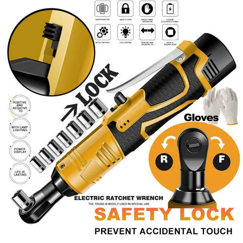 21V 3/8'' 100N.m Electric Right Angle Ratchet Wrench Charger  2 Battery