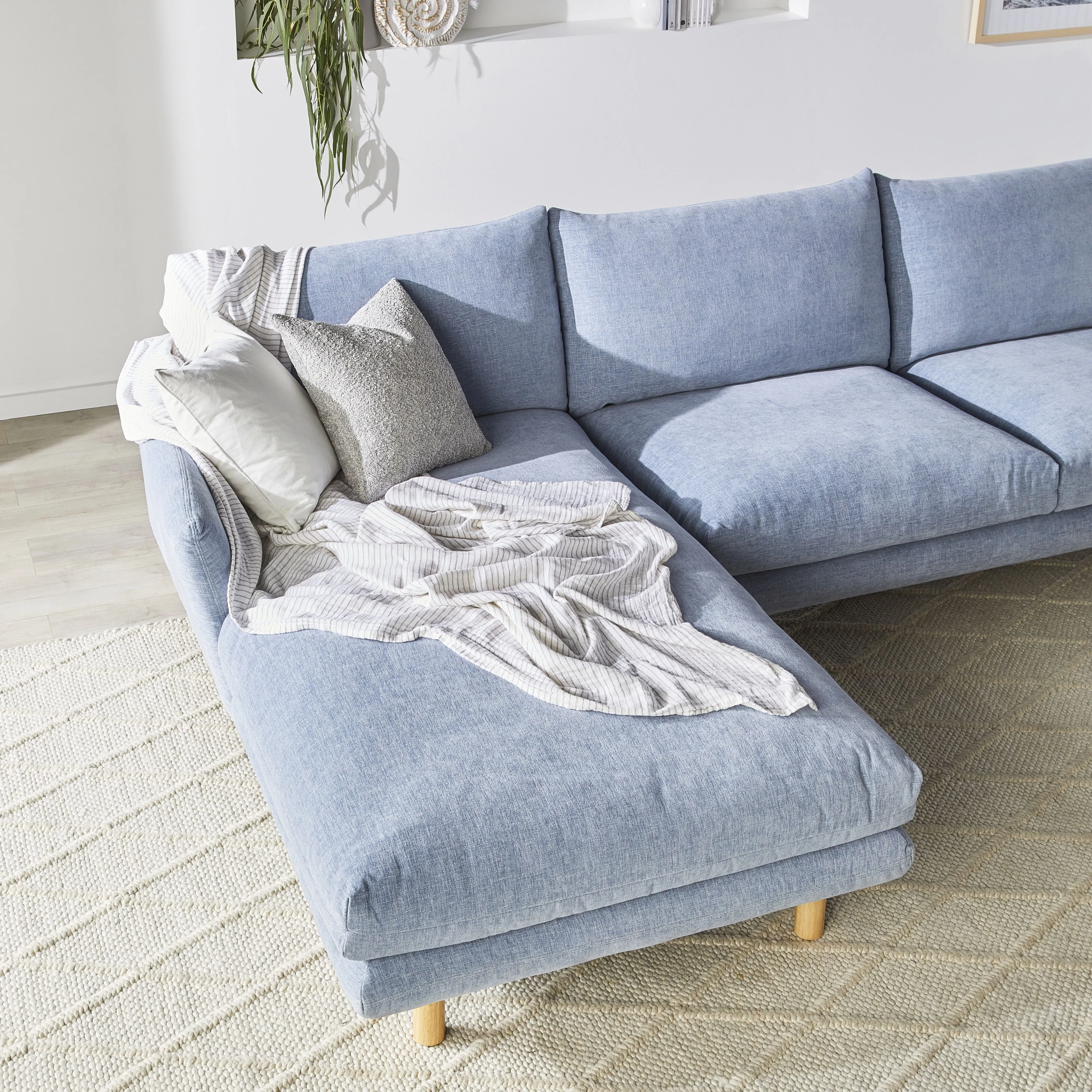 Austin 3 Seater Sofa with Left Hand Chaise Serenity Morning Sky