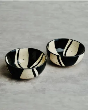 Black & White Ceramic Deep Bowls | Set Of 2