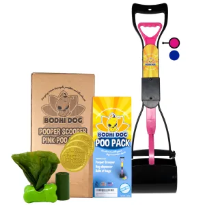 Bodhi Dog Complete Poo Pack | 24" Pooper Scooper, Poop Bags, and Pet Dog Waste Bag Holder | Perfect for Small, Medium, Large, XL Pets | Great for Grass and Gravel