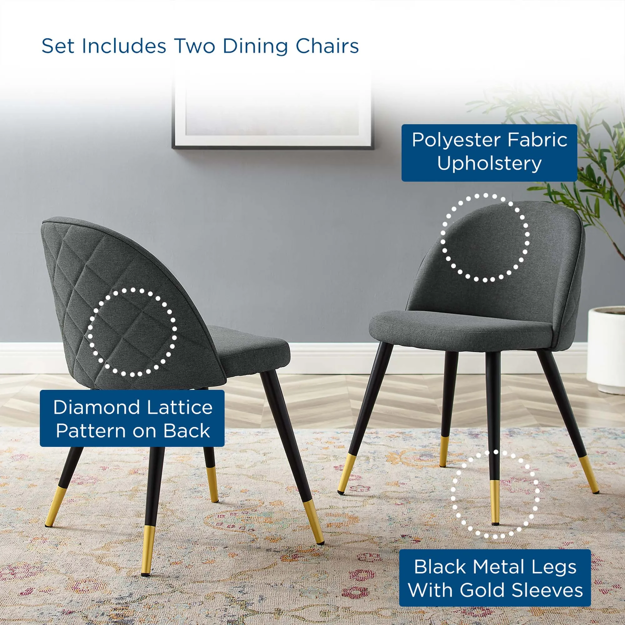 Cordial Upholstered Fabric Dining Chairs - Set of 2 by Modway