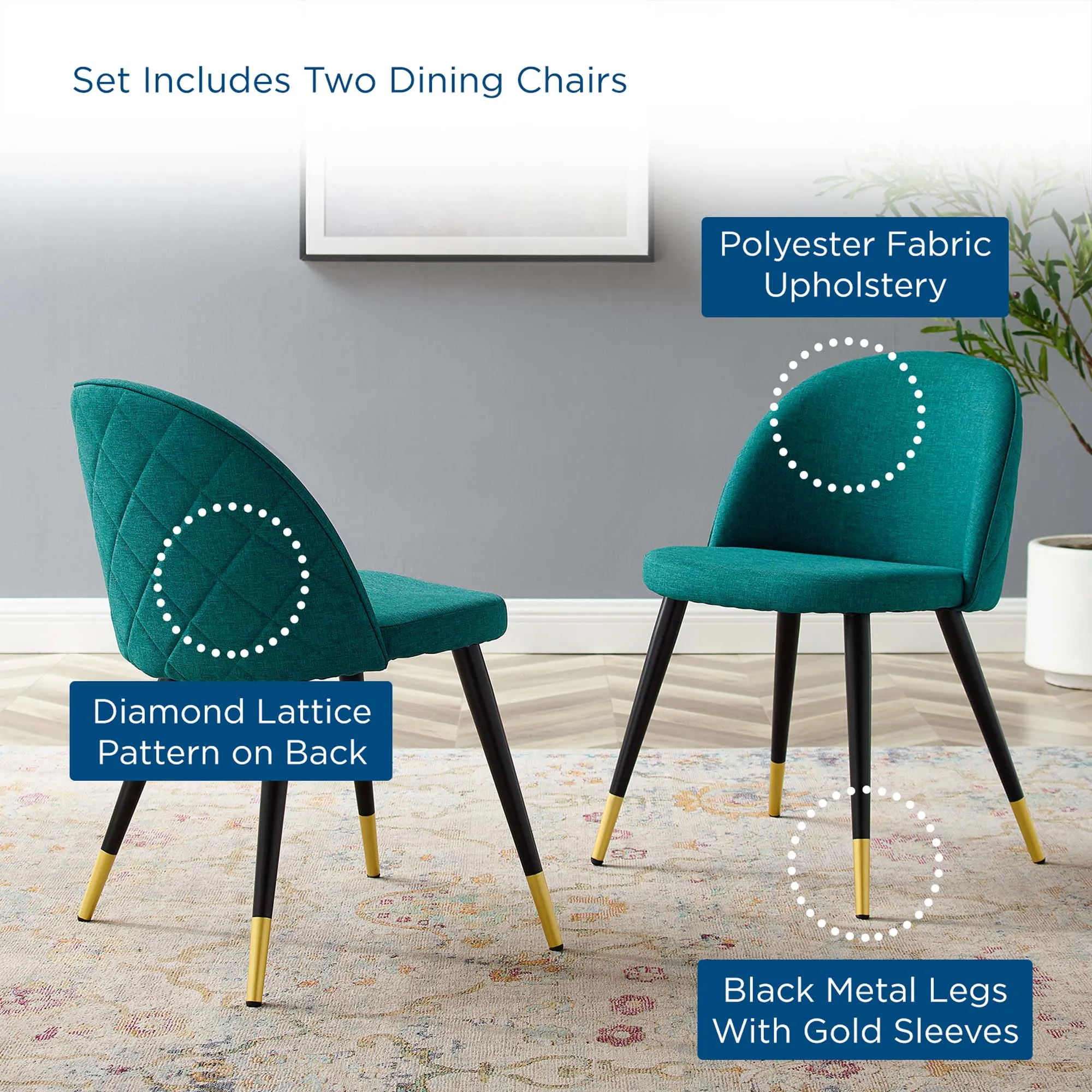 Cordial Upholstered Fabric Dining Chairs - Set of 2 by Modway