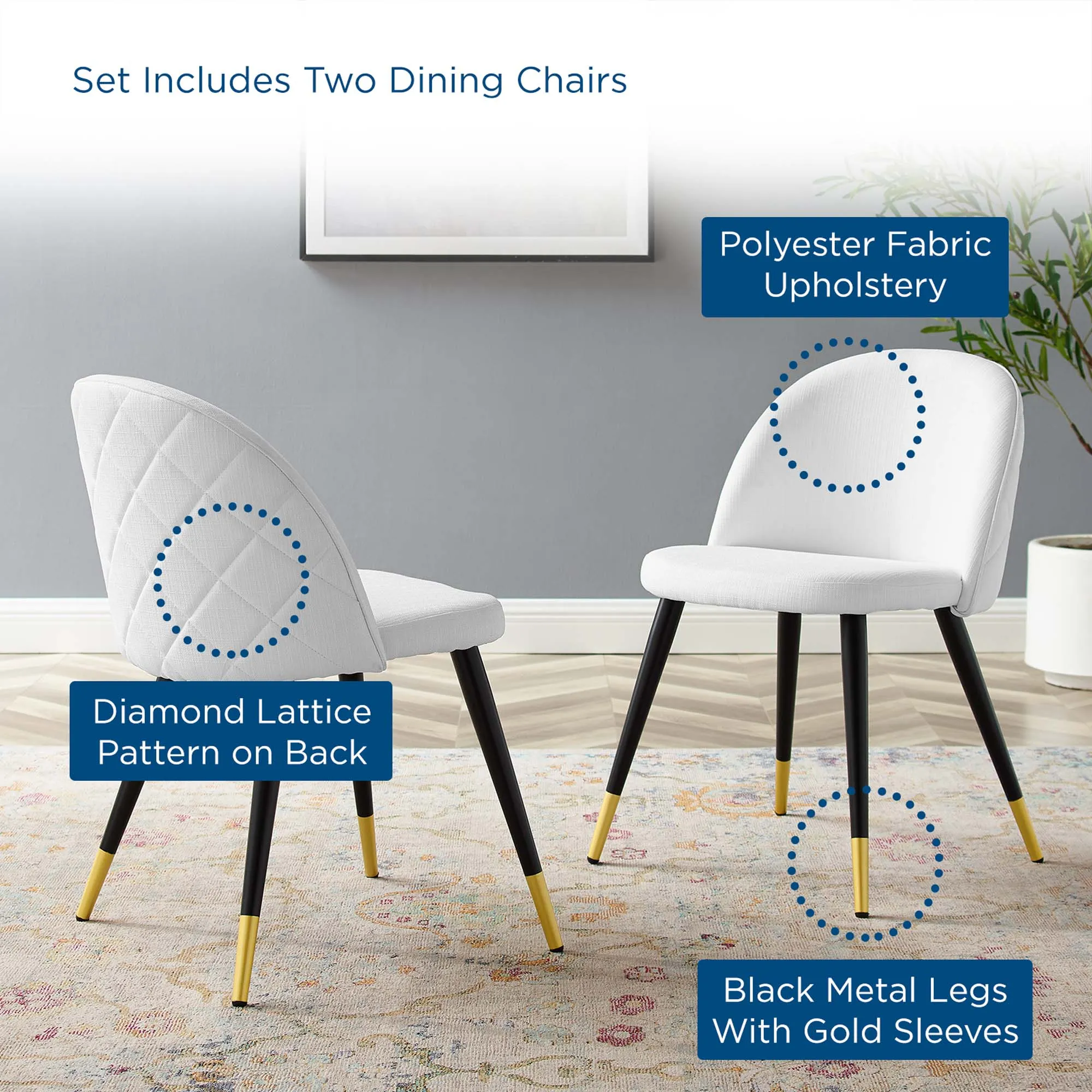 Cordial Upholstered Fabric Dining Chairs - Set of 2 by Modway