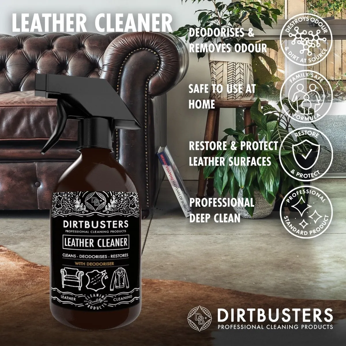 Dirtbusters Leather Cleaner 3-in-1 Clean, Deodorise & Restore (500ml)