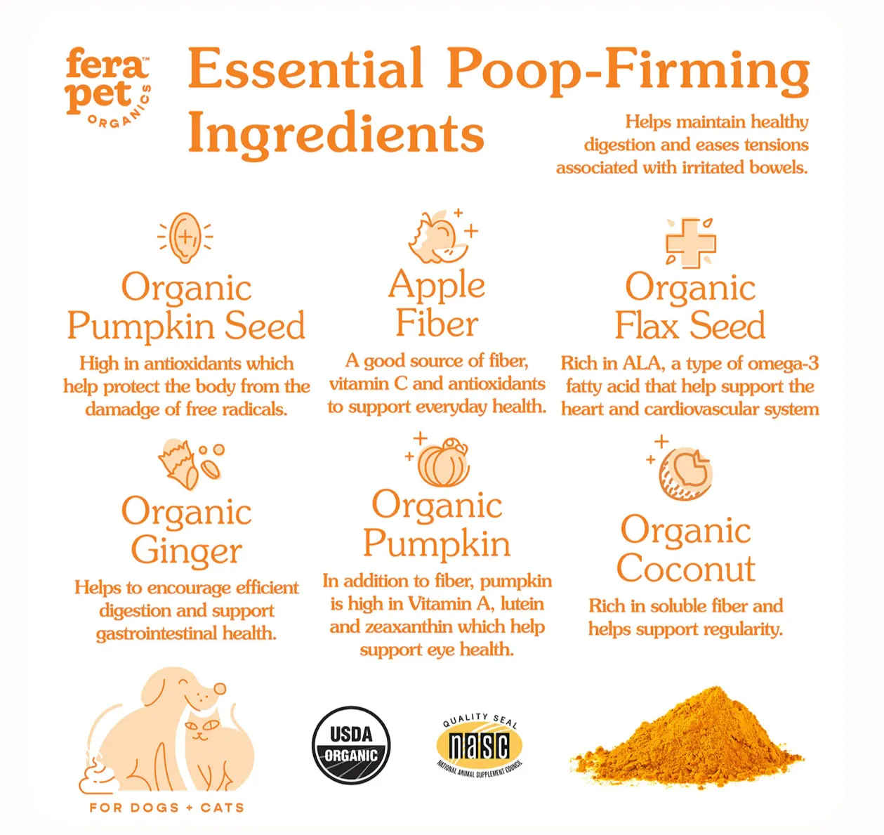 Fera Pumpkin Plus Fiber Support for Dogs and Cats, 8oz