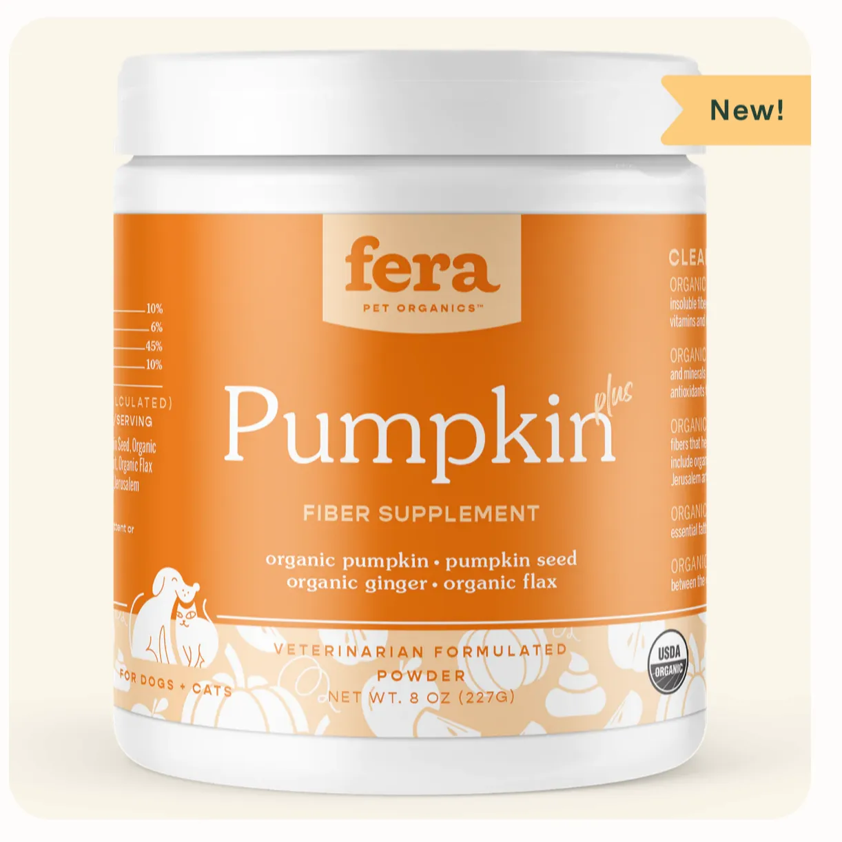 Fera Pumpkin Plus Fiber Support for Dogs and Cats, 8oz