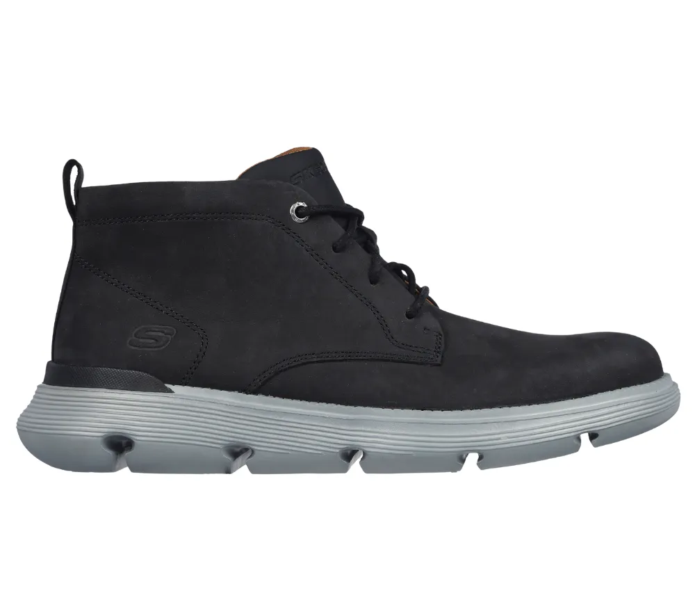 Ghete sport, barbati, SKECHERS GARZA FONTAINE 204903-BLK negru, piele naturala