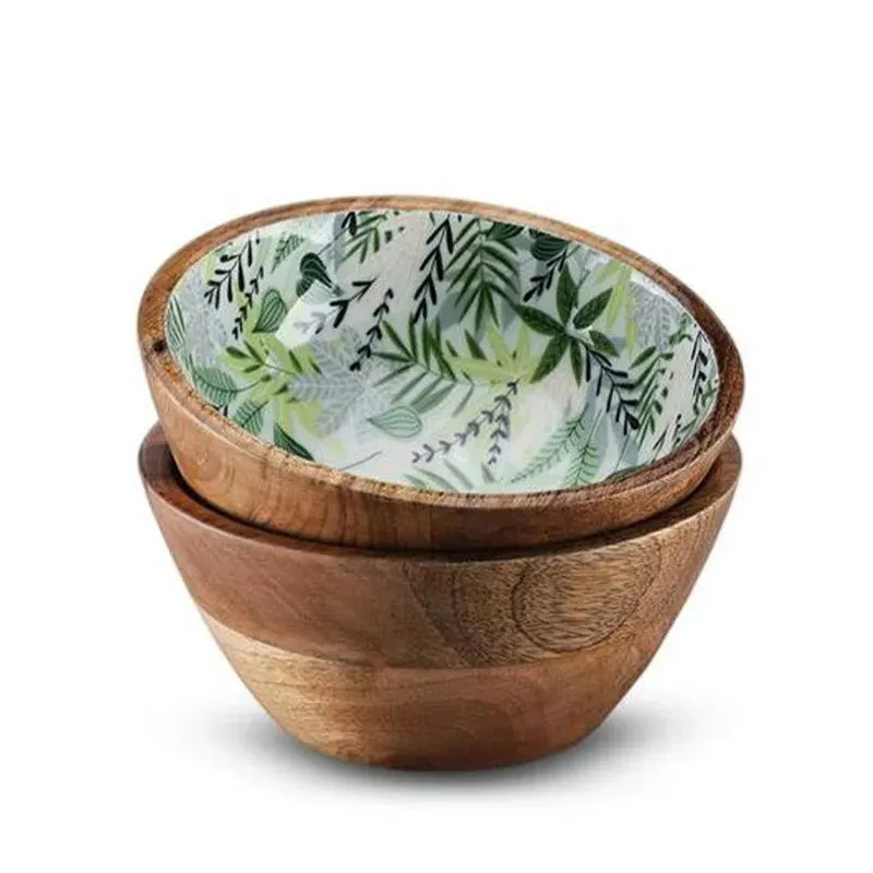 Green Wooden Salad Dip Bowl | 6 inches