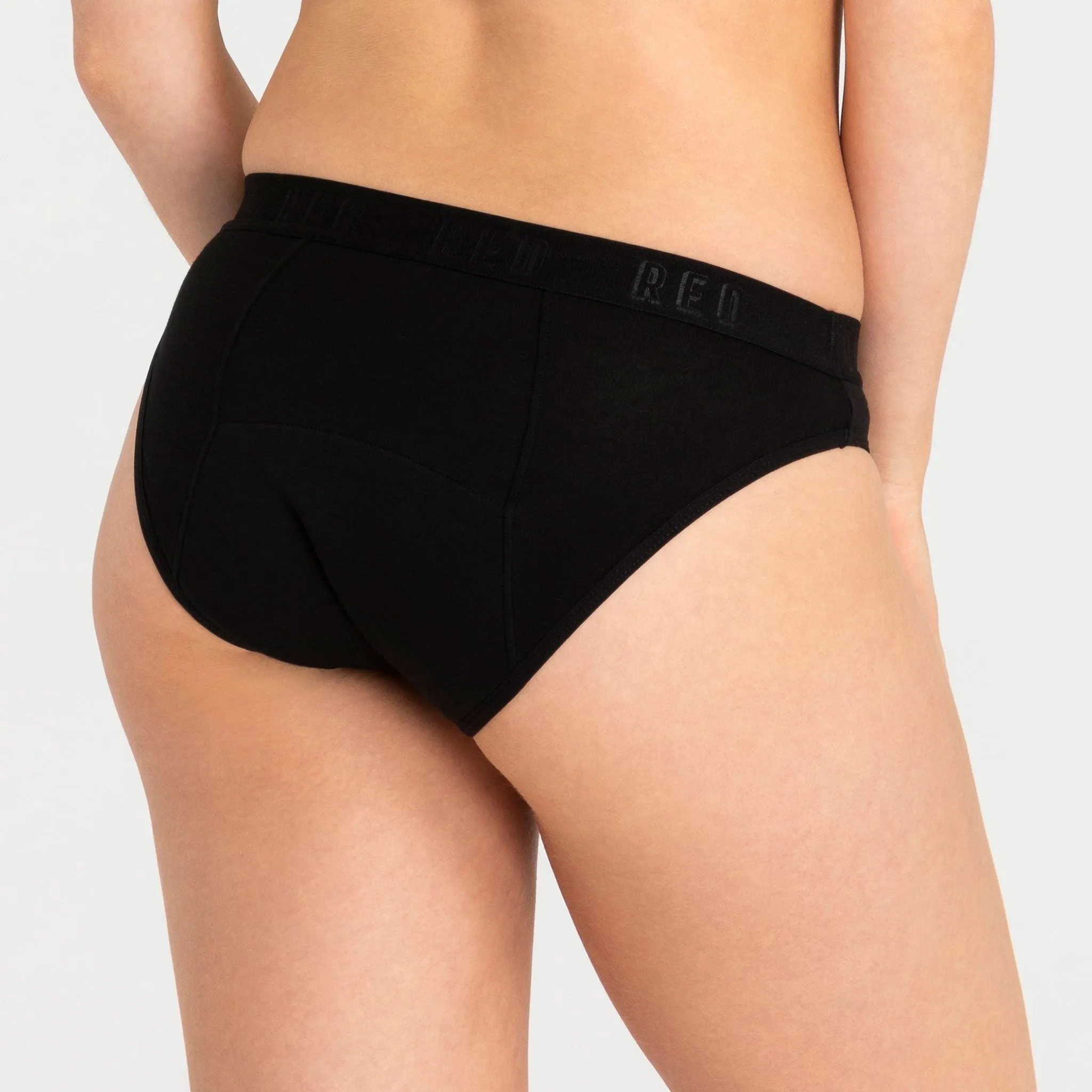 Hipster Bikini - Black Moderate-Heavy Absorbency