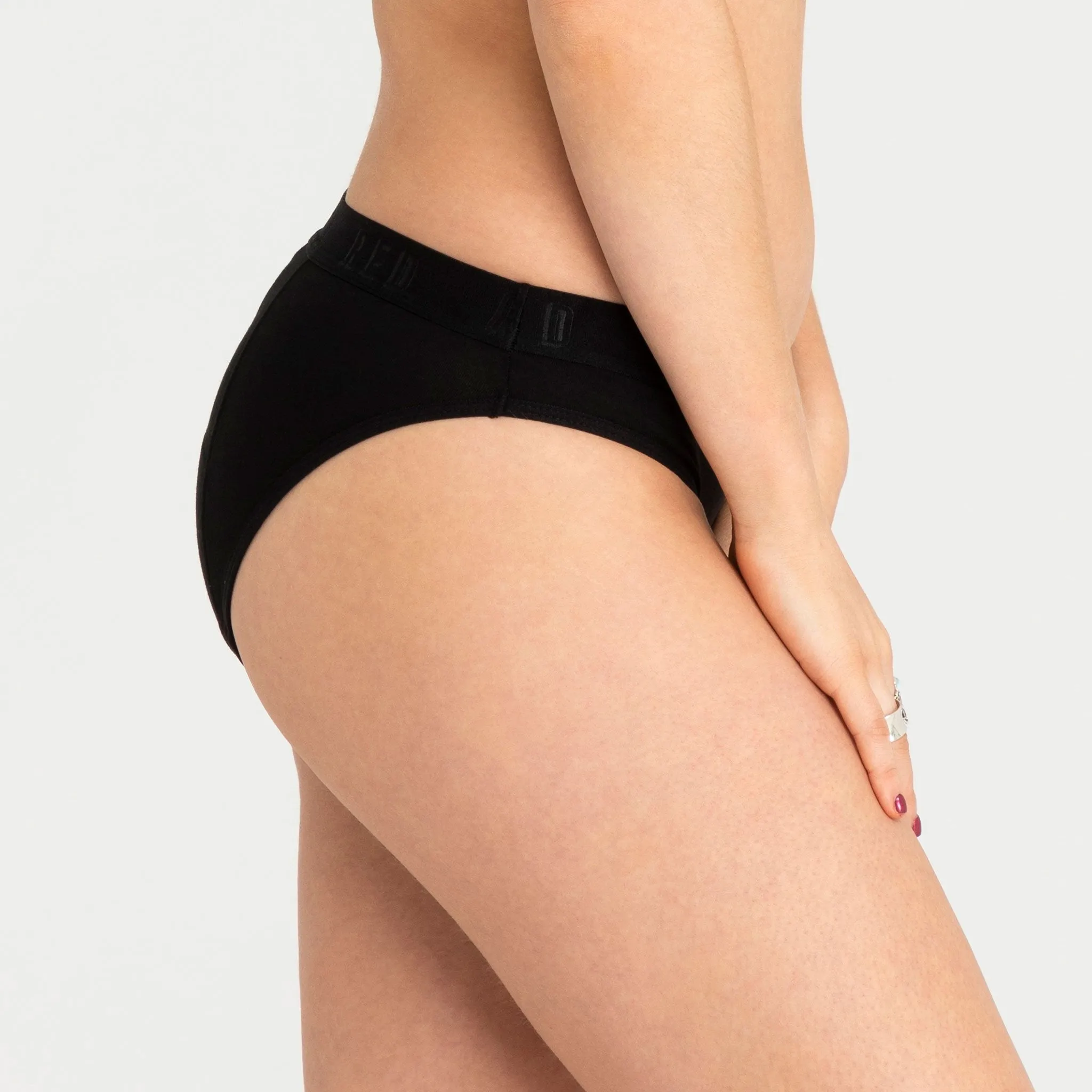 Hipster Bikini - Black Moderate-Heavy Absorbency