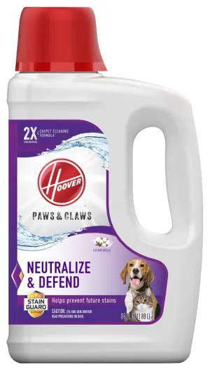 Hoover Paws & Claws AH30925 Carpet Cleaning Formula, 64 oz, Liquid, Cotton Breeze, Light Yellow/Straw :EA: QUANTITY: 1