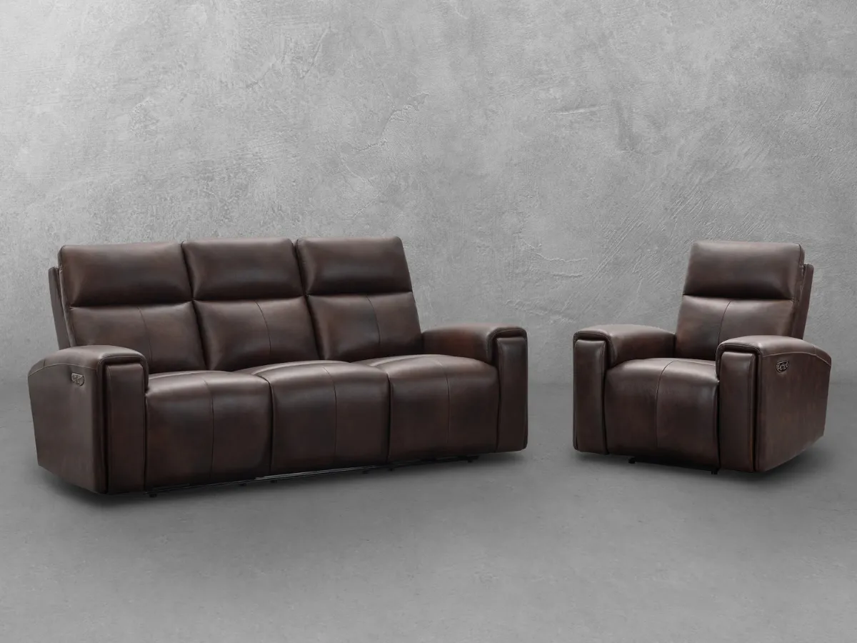 Keegan 2-pc Leather Power Reclining Sofa and Chair with Power Headrests