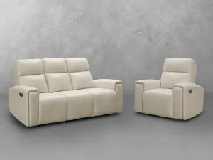 Keegan 2-pc Leather Power Reclining Sofa and Chair with Power Headrests