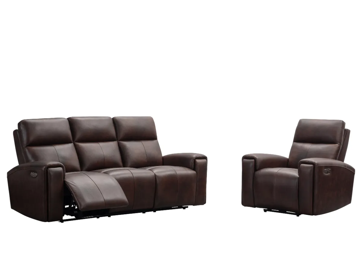 Keegan 2-pc Leather Power Reclining Sofa and Chair with Power Headrests