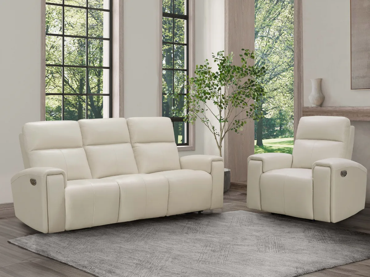 Keegan 2-pc Leather Power Reclining Sofa and Chair with Power Headrests