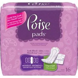Kimberly Clark Poise Pads Moderate Absorbency, Soft Comfort-Dry-Cover, 11" - One pkg of 16 each