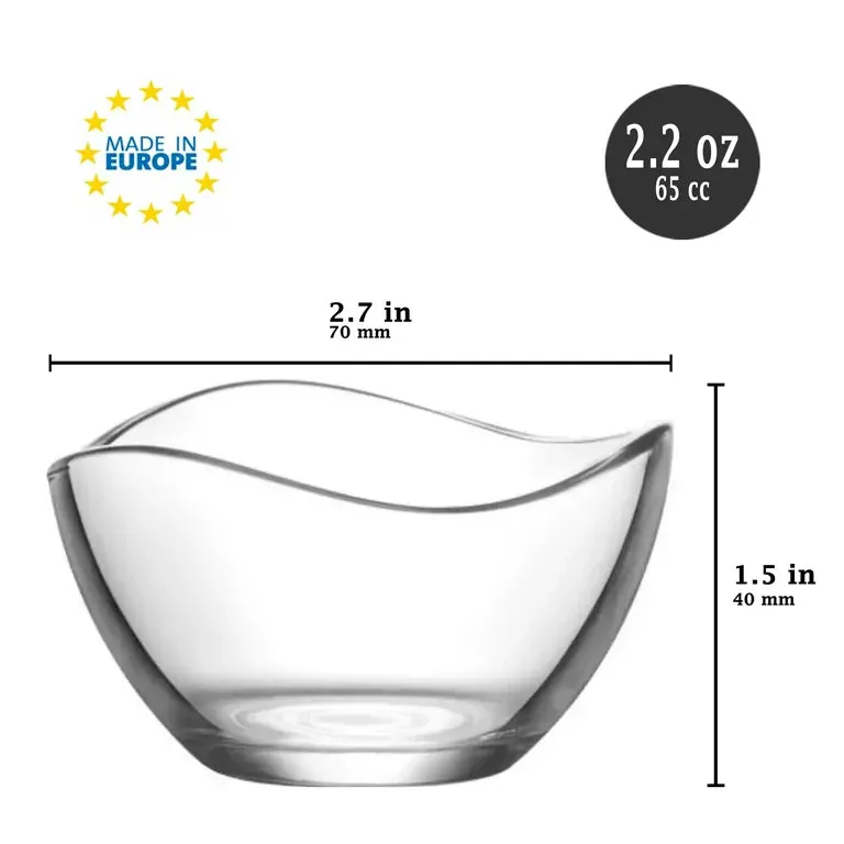 Lav Vira Mini Glass Pinch Bowls Set of 6, Condiment Bowl, 2.25 oz