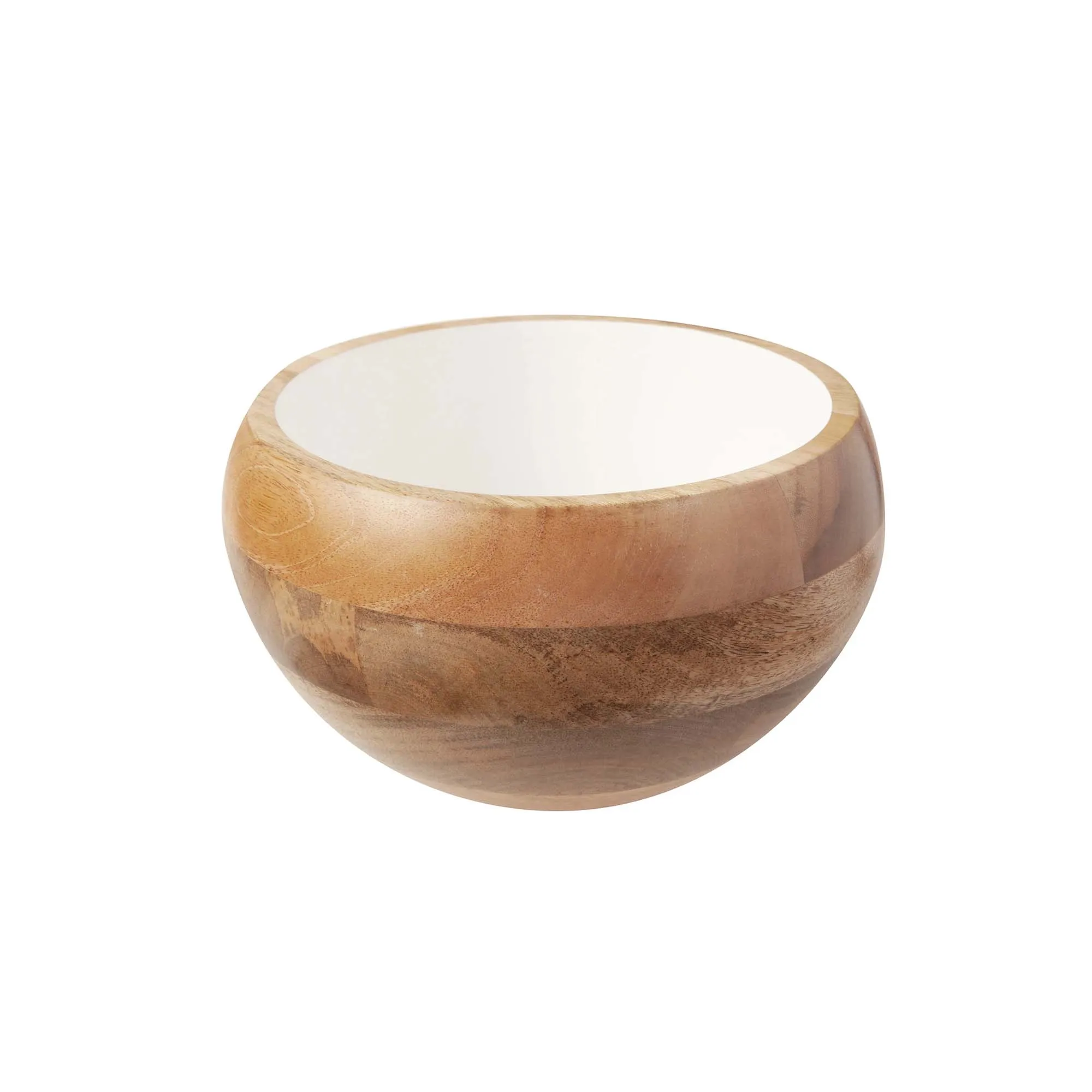Mango Wood and Enamel Round Bowl