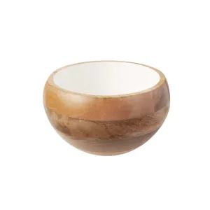 Mango Wood and Enamel Round Bowl