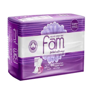 Natural Cotton Feel Folded With Wings 60 Pads