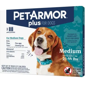 PetArmor Plus Flea & Tick Topical for Dogs 3-Pack, 23-44 lbs