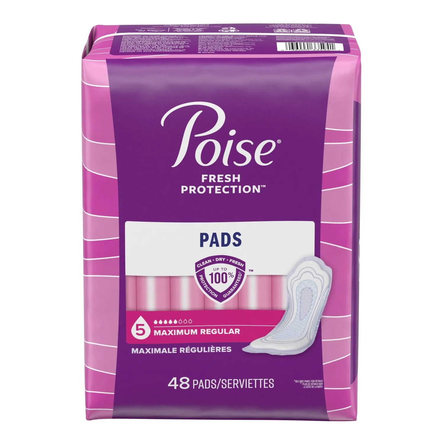 Poise Incontinence Pads, Maximum Absorbency, Regular, 48 Count