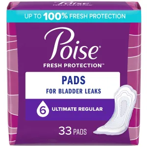 Poise Incontinence Pads, Ultimate Absorbency, Regular, 33 Count