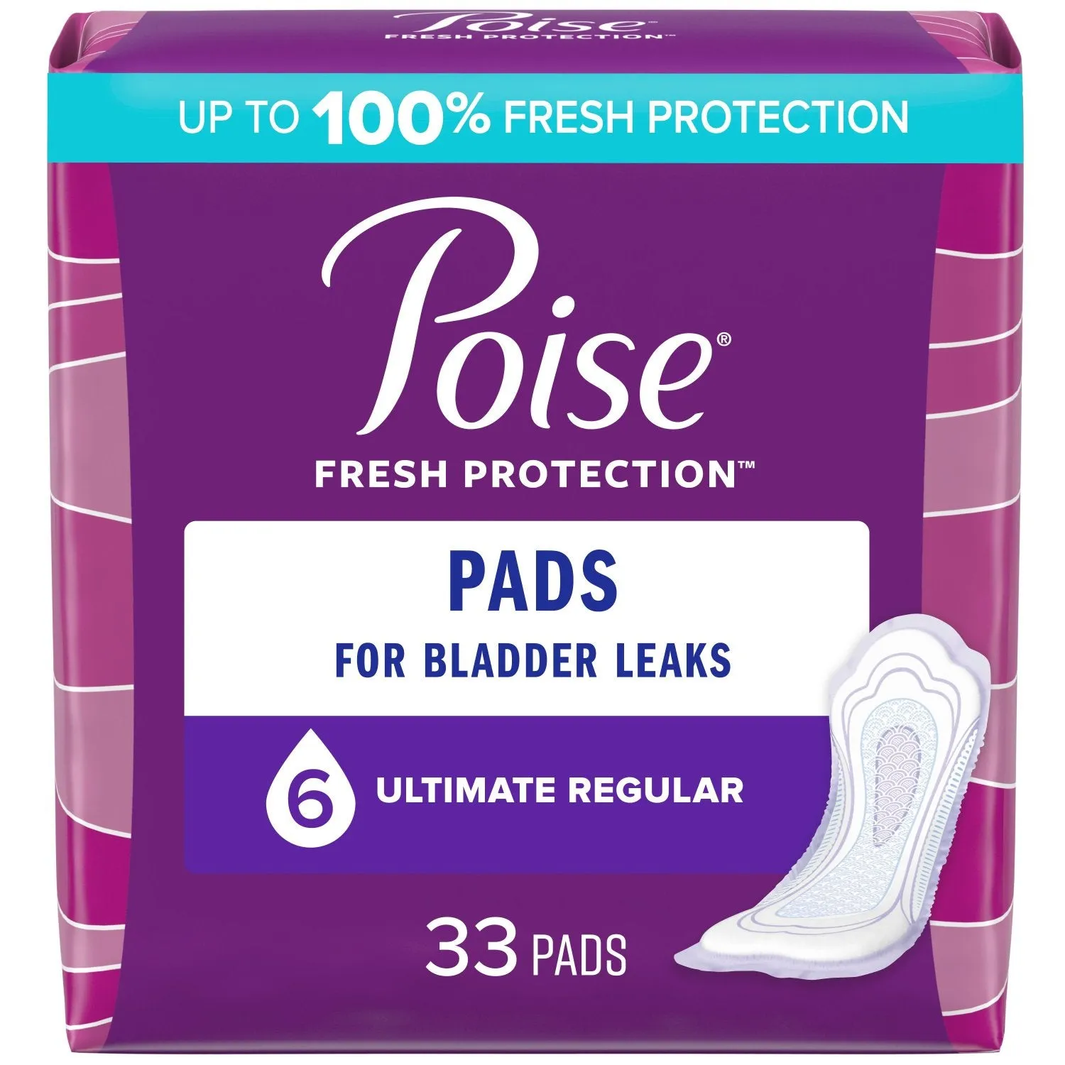 Poise Incontinence Pads, Ultimate Absorbency, Regular, 33 Count