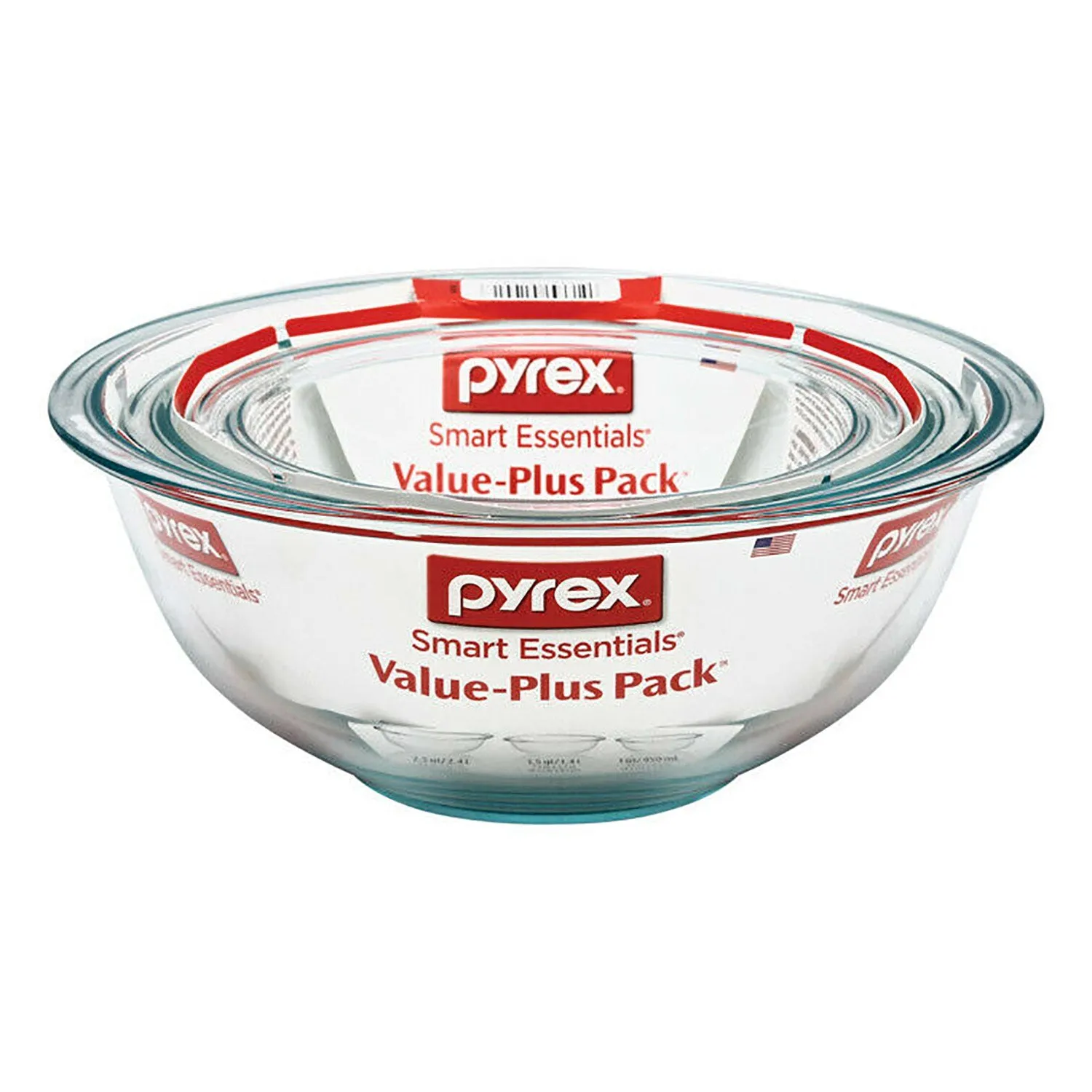Pyrex 3-Piece Glass Mixing Bowl Set, Clear