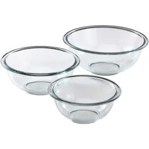 Pyrex 3-Piece Glass Mixing Bowl Set, Clear