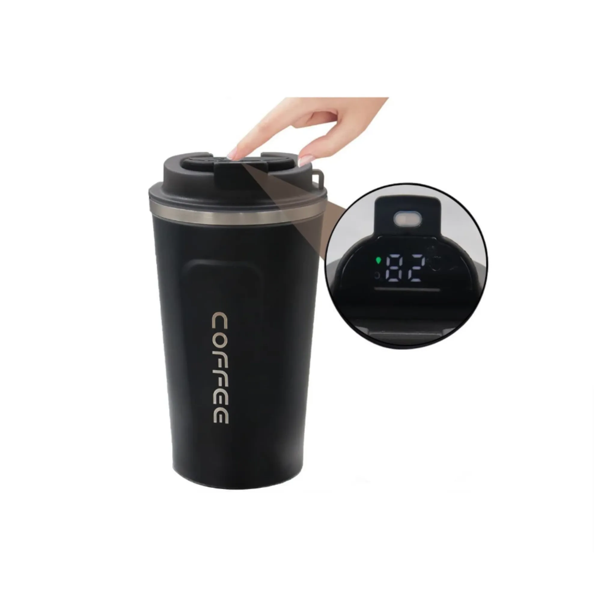 Stainless Steel Vacuum Travel Flask With Temperature Display Lid Xg-21