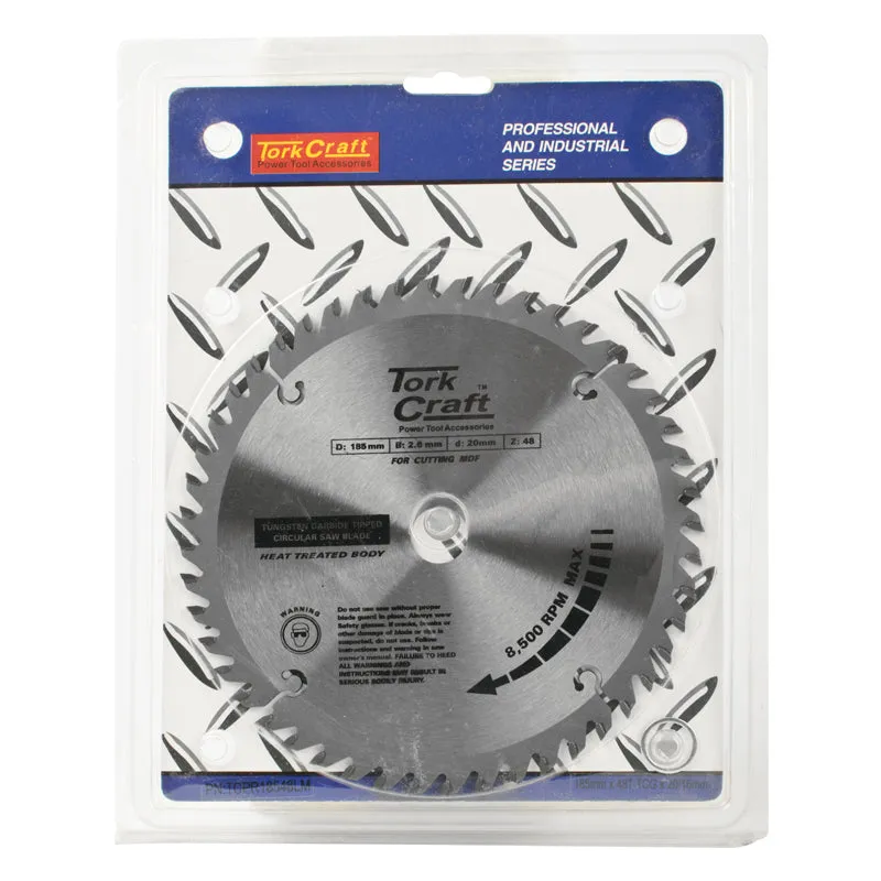 TORK CRAFT BLADE TCT 185 X 48T 20/16 TCG POSITIVE PROFESIONAL INDUSTRIAL TCPR18548LM