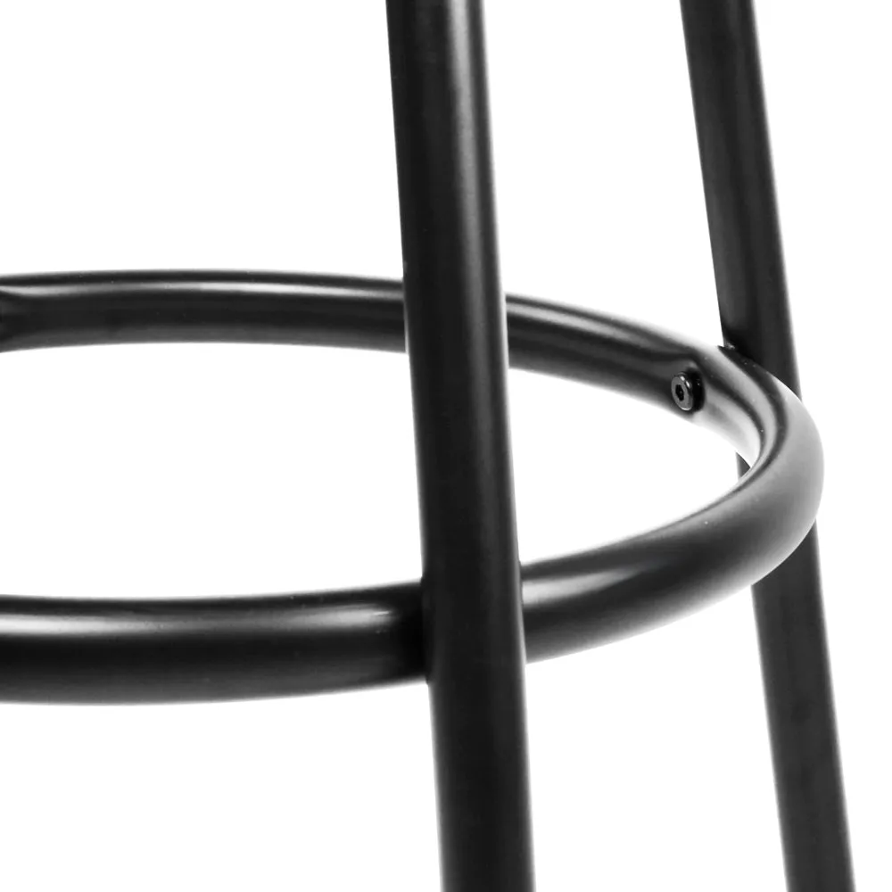 Two Bar Stools Swivel Leather Padded Metal