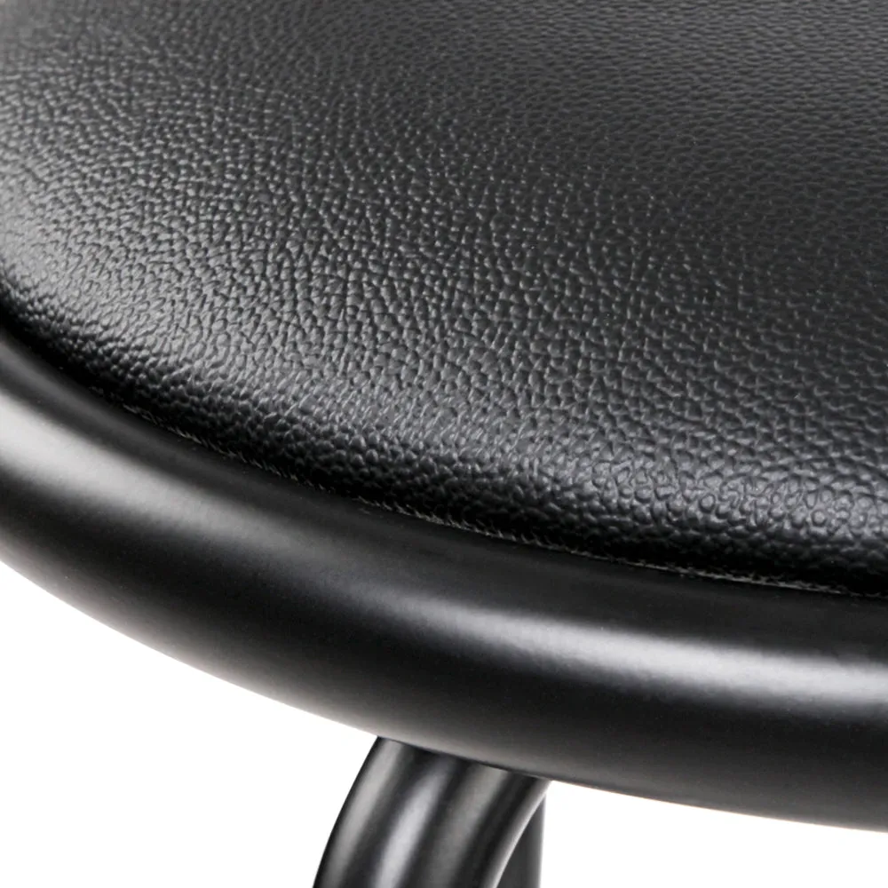 Two Bar Stools Swivel Leather Padded Metal