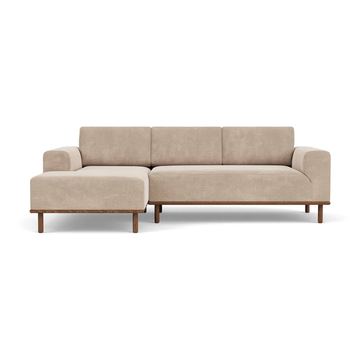 Vilmar Fabric Left Chaise Sofa (Walnut Natural, Danny Cream)