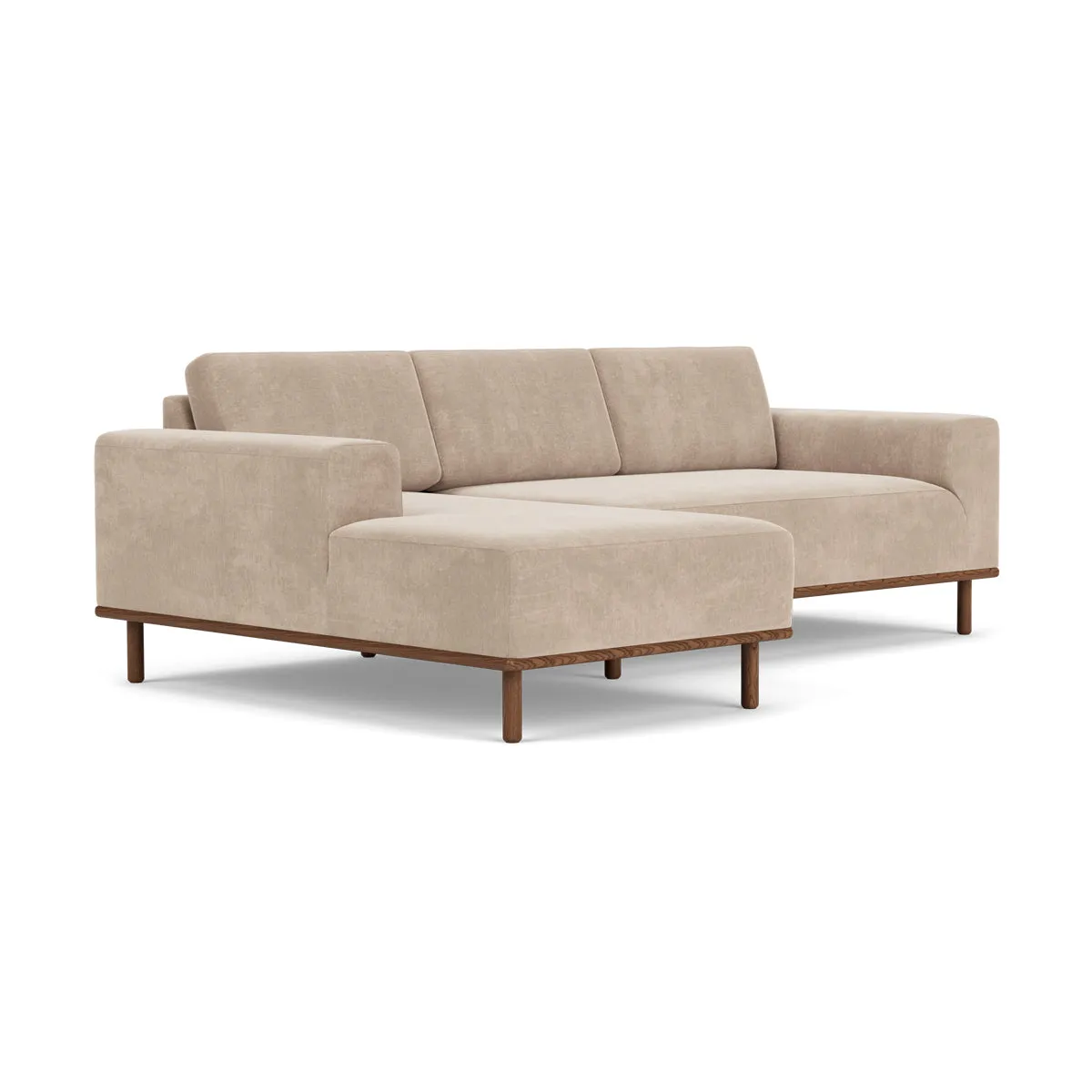 Vilmar Fabric Left Chaise Sofa (Walnut Natural, Danny Cream)