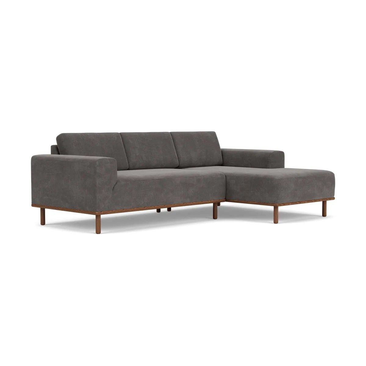 Vilmar Fabric Right Chaise Sofa (Walnut Natural, Steel Grey)