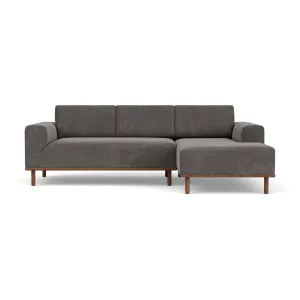 Vilmar Fabric Right Chaise Sofa (Walnut Natural, Steel Grey)