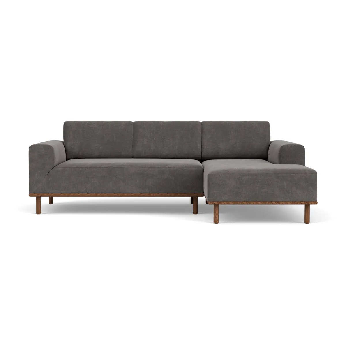 Vilmar Fabric Right Chaise Sofa (Walnut Natural, Steel Grey)