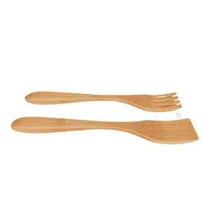 Wooden Salad Servers, 12", Fork and Paddle Utensils